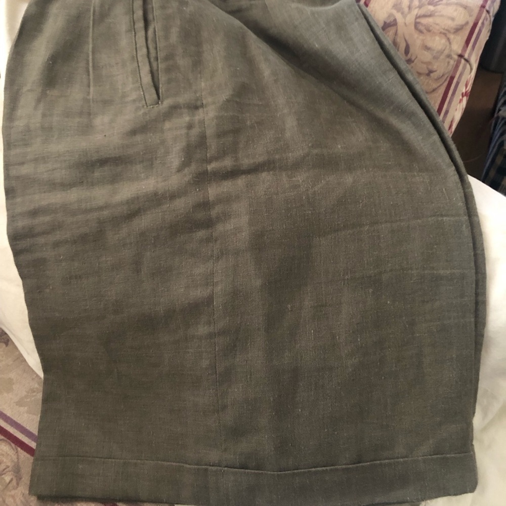 Army Green Linen Shorts 14